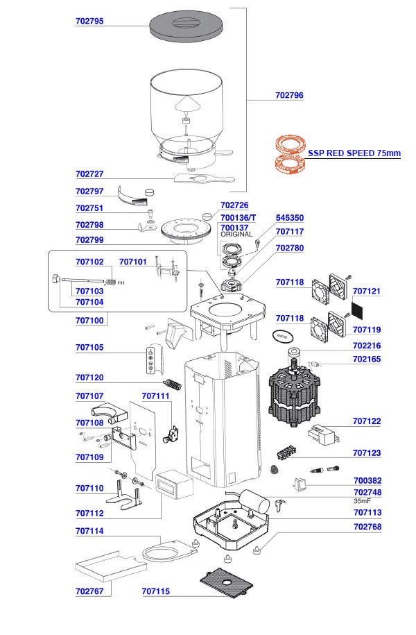 Anfim SP2 Grinder Parts