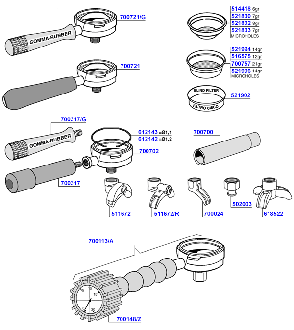 Bezzera - Portafilters and filter baskets