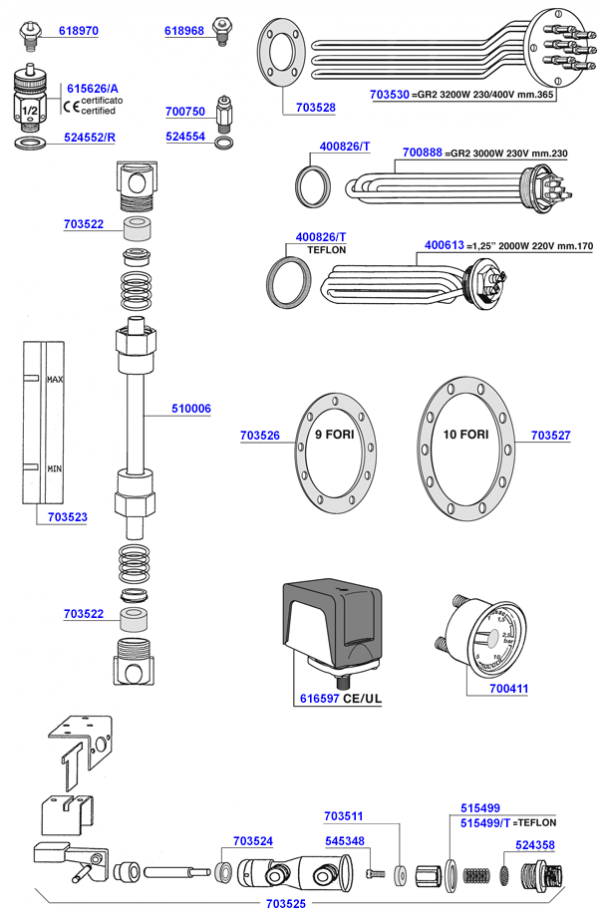 Brugnetti - Elements and boiler components