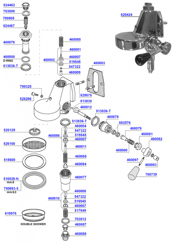 ECM - Group head e61 lever operated