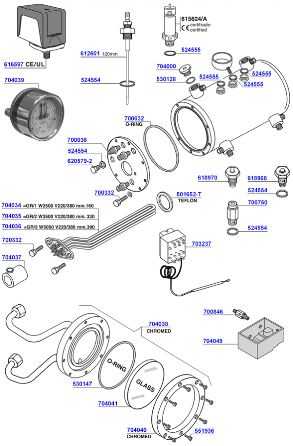 Elektra - Elements and boiler components