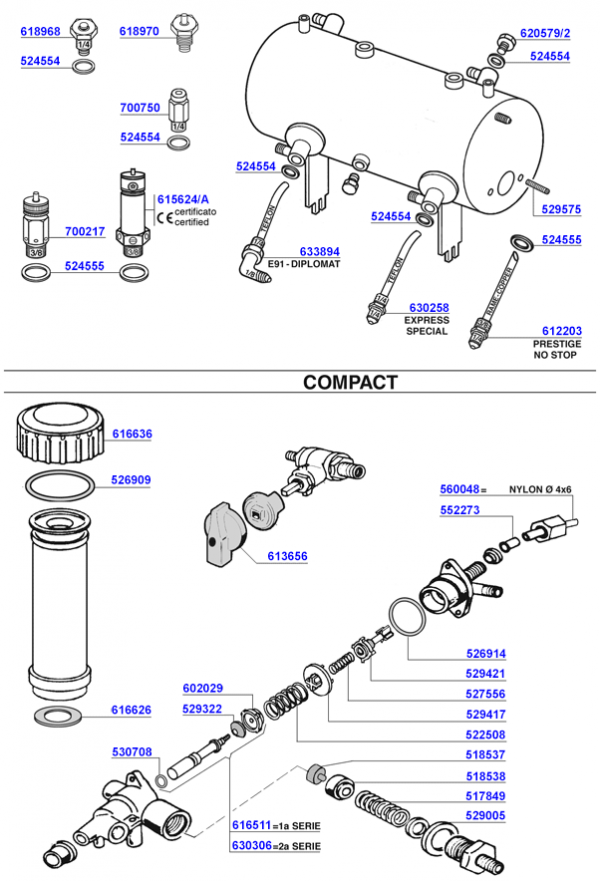 Faema - Boiler components and water inlets