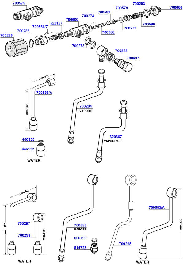 Steam and hot water valves 1 Gaggia Coffee Parts