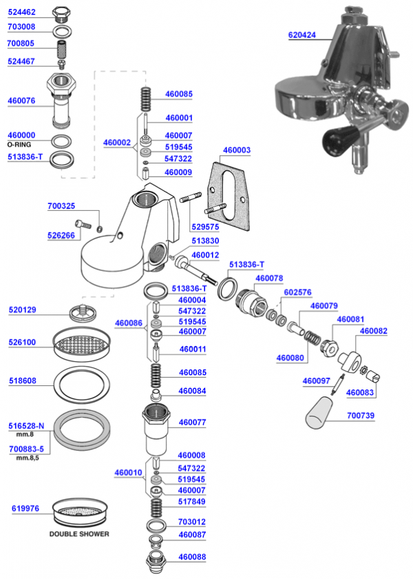 Group head e61 lever operated