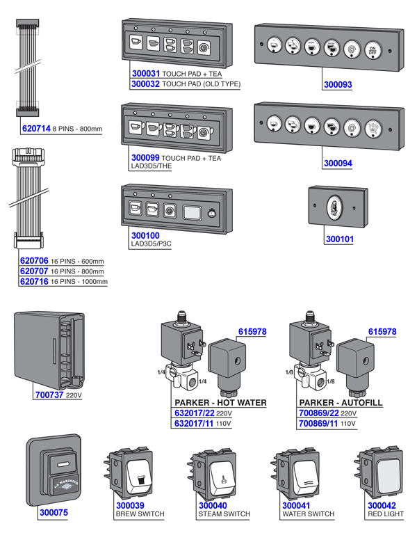 Touch pads, switches and control boards La Marzocco Coffee Parts