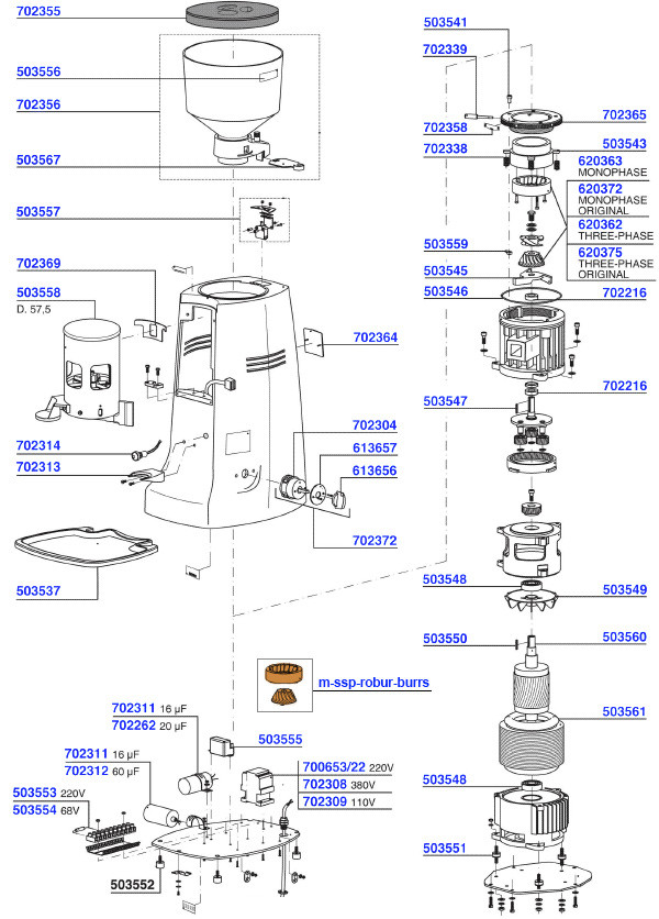 Manual Robur Parts Mazzer Coffee Parts