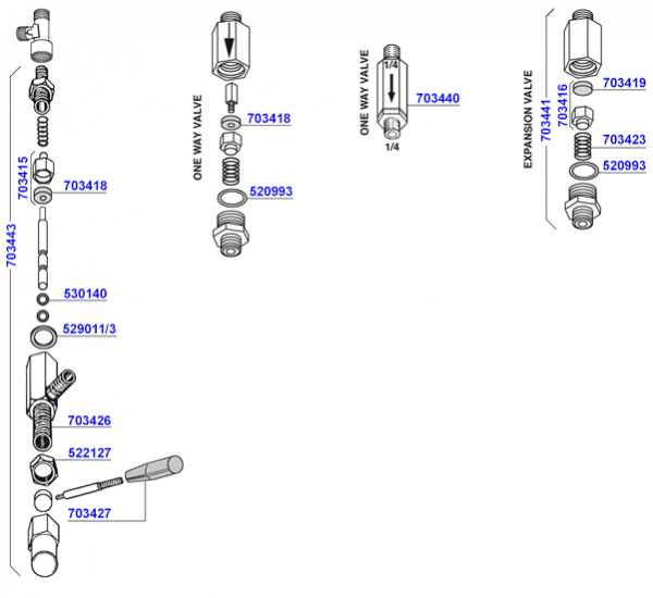 Water inlet and oneway valves Nuova Simonelli Coffee Parts