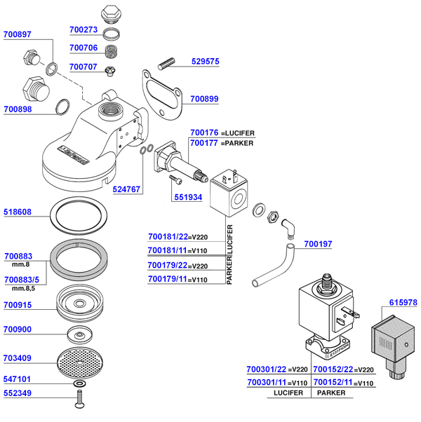 Pavoni - Group head solenoid operated