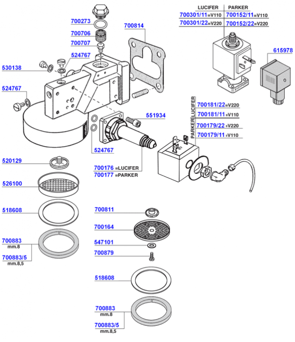 Pavoni - Group head solenoid operated