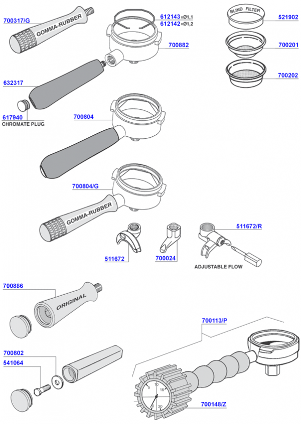 Pavoni - Portafilters and filter baskets