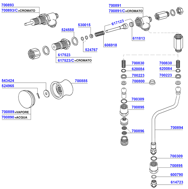 Pavoni - Steam and hot water valves