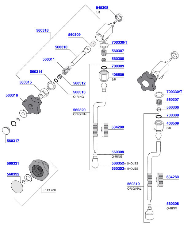 Profitec PRO 500, 700 & 800 Steam Valve Coffee Parts