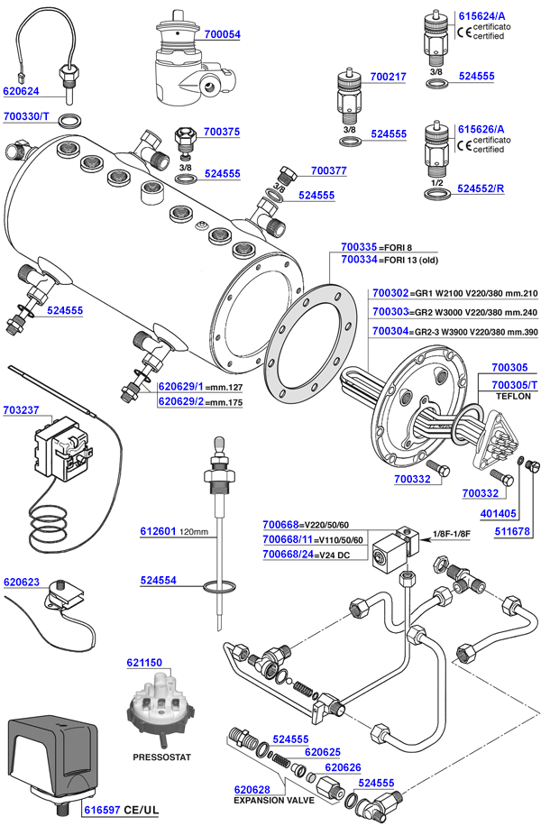 Rancilio - Elements and boiler components