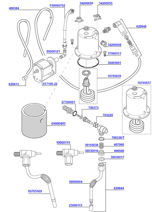 Silvia V5 Boiler Pump And Steam Valves Rancilio Coffee Parts