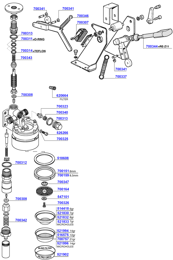 Old model group head Rancilio Coffee Parts
