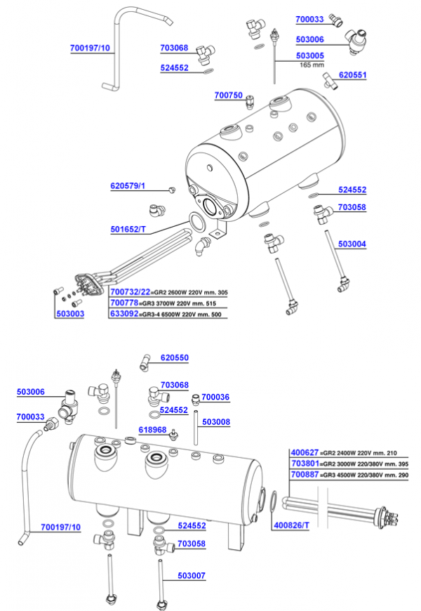 Royal - Elements, boiler components and gauges