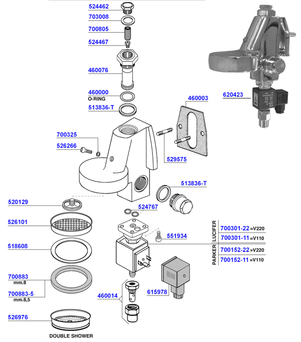 San Remo - Group head e61 solenoid operated