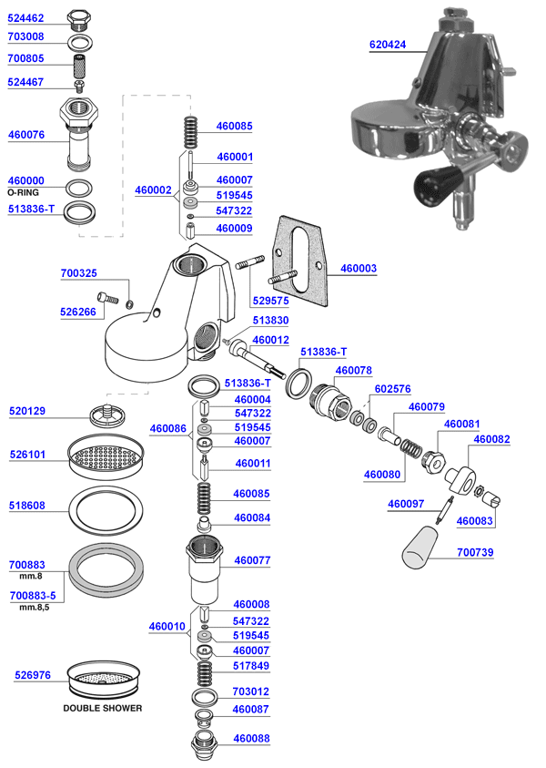 San Remo - Group head e61 lever operated