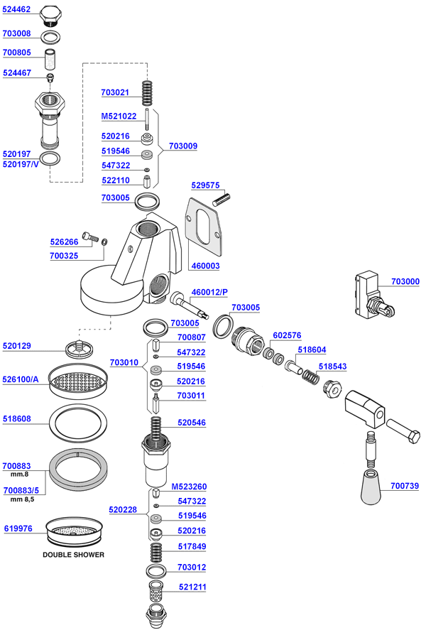 Group head e61 lever operated