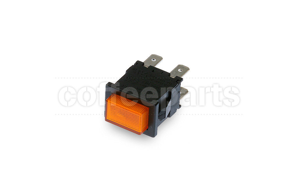 Orange 2-pole luminous switch