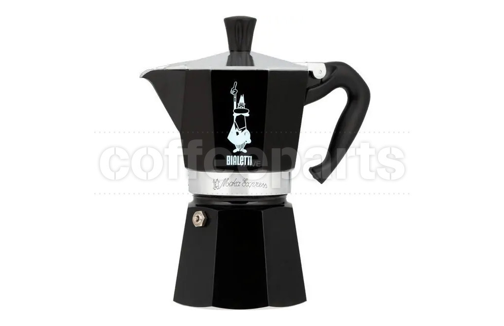 Bialetti 6 Cup Moka Express Coffee Maker: Sleek black design.