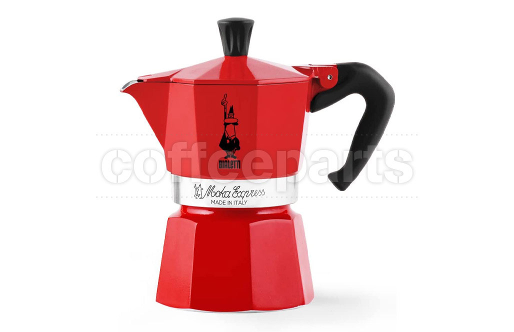 Bialetti 3 Cup Moka Express Red Coffee Maker Coffee Parts