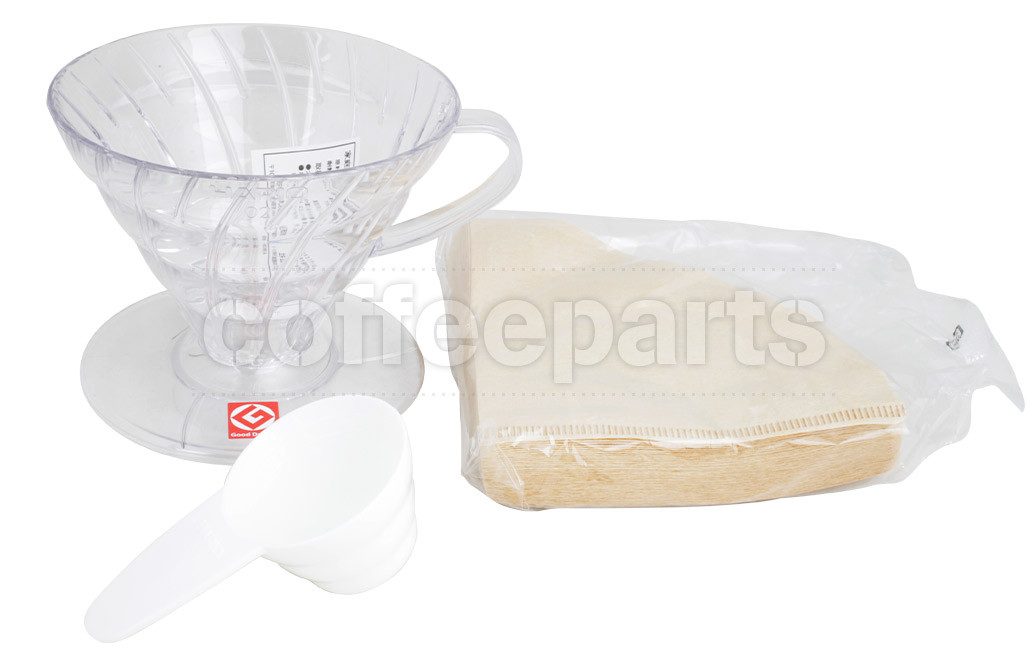 Hario 2-Cup V60 Plastic Starter Set VD-02T (V60 and 40 Filter Papers)