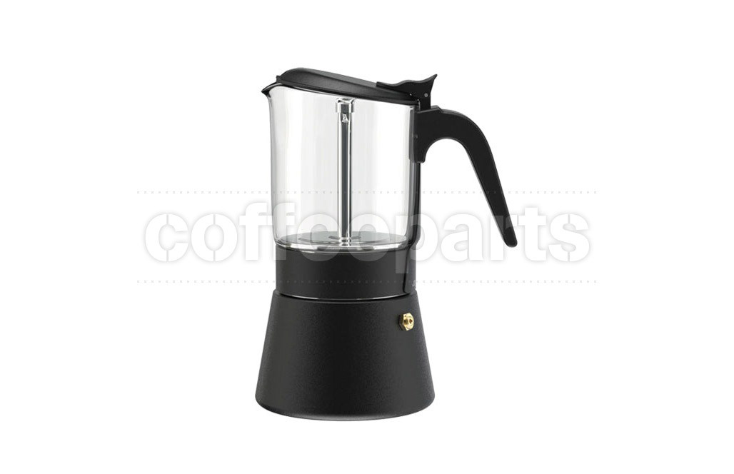Joy Resolve ClearBrew Moka Pot Black: Elegant black finish, 240ml capacity. 