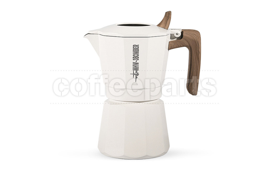 Elegant MHW Double Valve Moka Pot 180ml White design.