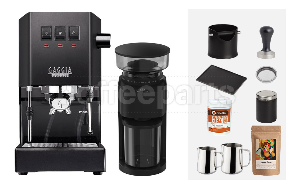 Gaggia Classic E24 / AB Grinder Espresso Machine Package: Black | Coffee Parts Gaggia Classic E24 / AB Grinder Espresso Machine Package: Black | Coffee Parts