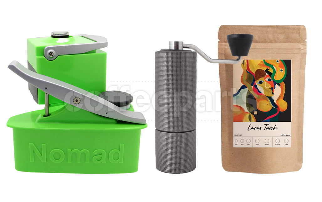 Nomad Camping kit inc Nomad, Timemore C2 Grinder and 250g Coffee: Green