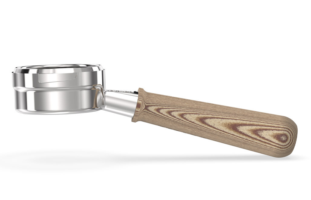 Pesado Bottomless Portafilter: Oak - to fit LM 6mm