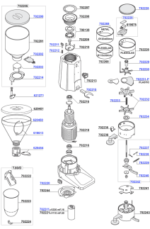 Fiorenzato - Model T80A-T80E burrs and dosage chamber parts