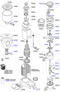 Fiorenzato - Model T48A burrs and dosage chamber parts