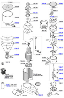 Fiorenzato - Model T48A burrs and dosage chamber parts