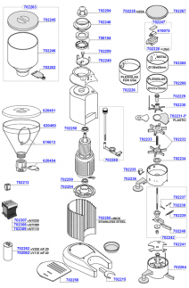 Fiorenzato - Model T48A burrs and dosage chamber parts