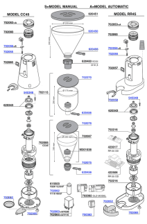 Gino Rossi - CC45 / RR45 grinder parts