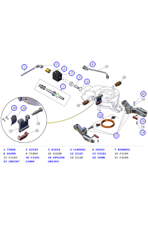 La Marzocco KB90 Straight-In Group Gasket, Brew Solenoid & Drain – Alternate Diagram