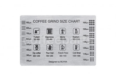 Muvna Stainless Steel Grinding Reference Card: Square Style