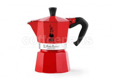 Bialetti 3 Cup Moka Express Stove Top Coffee Maker: Red