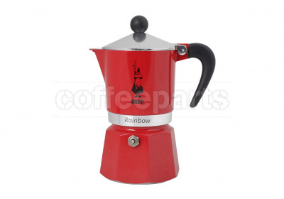 Bialetti 3 Cup Moka Rainbow Coffee Maker: Red