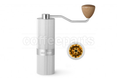 MHW Racing M1 Manual Coffee Grinder Silver/Maple 38mm Titanium Plating Burr