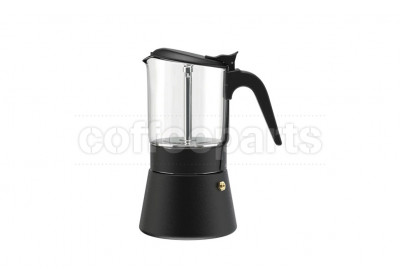 Joy Resolve ClearBrew Moka Pot Black: Elegant black finish, 240ml capacity. 