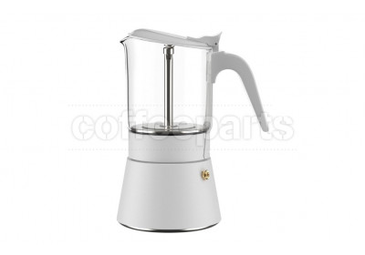 Joy Resolve ClearBrew Moka Pot White, 360ml capacity shown. 