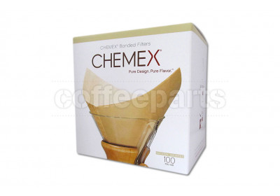 Chemex Bonded Filters Pre-folded Natural Squares 6-10 Cup (100 Pack)