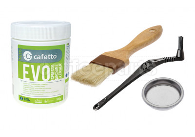 Organic EVO Cleaning Kit inc Cafetto 500g, Blind Filter, Brushes