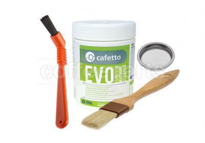 Organic Cleaning Kit inc Cafetto 500g, Blind Filter, Brushes