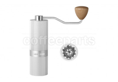 MHW Racing M1 Manual Coffee Grinder Silver/Maple 38mm Six Star Steel Burr