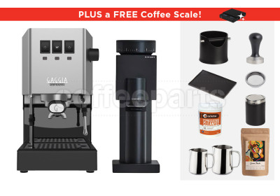 Gaggia Classic E24 / Bricks 01S Espresso Machine Package: Silver