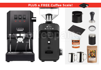 Gaggia Classic E24 / Ceado Espresso Machine Package: Black/Black